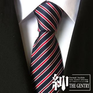 【THE GENTRY 紳】經典紳士商務休閒男性領帶(紅藍斜紋款)