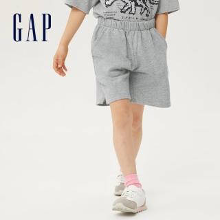 【GAP】女童 碳素軟磨 法式圈織系列 素色柔軟休閒短褲(833622-淺灰色)