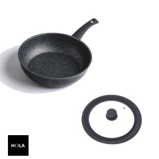 【HOLA】義大利Flonal Dura不沾導磁深煎鍋28cm-藍星+矽膠萬用鍋蓋