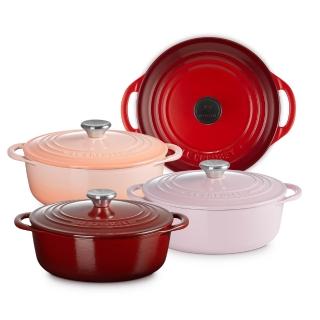 【Le Creuset】BIS琺瑯鑄鐵鍋圓鍋 22cm(櫻桃紅/棉花白 2色選1)