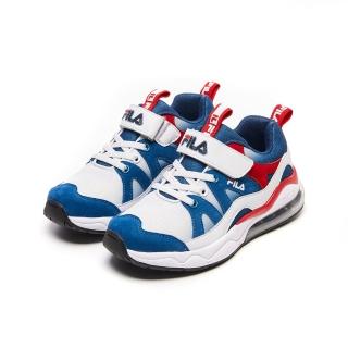 【FILA】KIDS 大童氣墊慢跑鞋-藍白紅(3-J819V-123)