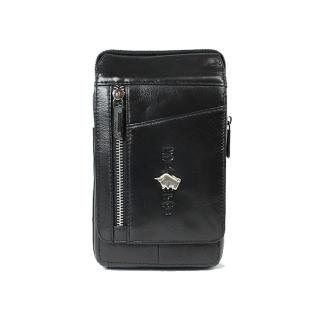 【DRAKA 達卡】獨出心裁系列-斜背腰包/牛皮小方包-斜邊黑(44DK365-4957)