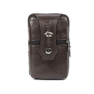 【DRAKA 達卡】匠心獨具系列-斜背腰包/牛皮小方包-獨家深☆褐(44DK364-4318)