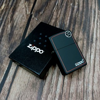 【Zippo】黑框紅烤漆Zippo Logo 大 打火機(218ZB)