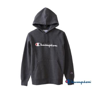 【Champion】BASIC草寫Logo連帽Tee-深灰