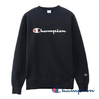 【Champion】BASIC草寫Logo內刷毛大學Tee-深藍