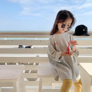 【橘魔法】女孩灰色圓領長袖衛衣(前短後長上衣 五分袖上衣 上衣 女童)