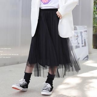 【良池】大童☆網紗長裙-黑色(雪紡、棉麻、涼感)