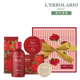 【L’ERBOLARIO 蕾莉歐】緋紅玫瑰香氛禮盒(沐浴膠+植物皂+護手霜)