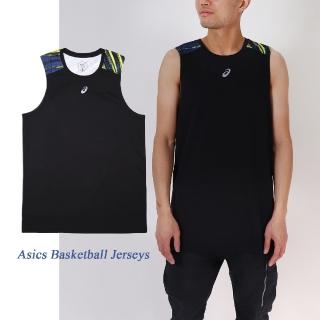 【asics 亞瑟士】籃球衣 Basketball Jerseys 男款 黑 快乾 排汗 背心 運動上衣(2063A284001)