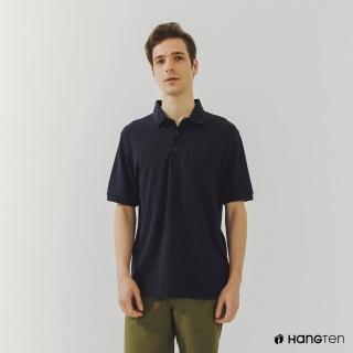 【Hang Ten】男裝-口袋短袖POLO衫(深藍)