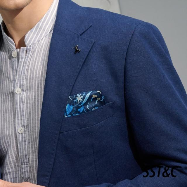 【SST&C 季中折扣】麻料混紡海軍藍修身西裝外套0112204008