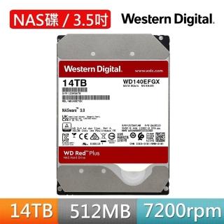 【WD 威騰】紅標 Plus 14TB NAS專用 3.5吋 SATA硬碟(WD140EFGX)