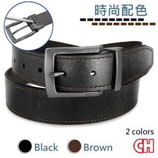 【CH-BELT 銓丞皮帶】車線風格造型中性休閒男皮帶腰帶(黑/咖)