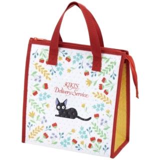 【小禮堂】宮崎駿 魔女宅急便 KIKI 方形不織布保冷便當袋 《紅白植物款》(平輸品)