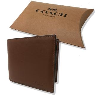 【COACH】8卡附活動證件夾男款短夾禮盒(棕色)