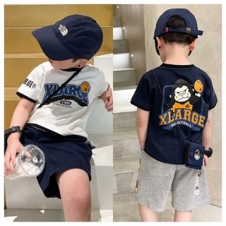 【AKids 小時光】中大童款-俏皮猴打籃球休閒短袖印花T恤/上衣(2色100cm-160cm)