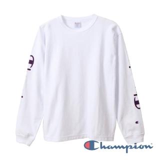 【Champion】RW袖子草寫Logo長Tee-白色-9.4oz