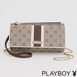 【PLAYBOY】萬用包附手挽帶與鍊帶 可可拿鐵Cocoa latte系列(咖啡色)
