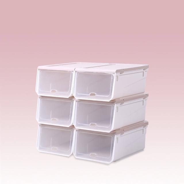 【Ashley House】6入組-簡約透明翻蓋可多層疊加收納鞋盒(3色可選)