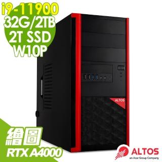 【Acer 宏碁】Altos P10F7 商用工作站 i9-11900/32G/2TSSD+2TB/RTX A4000 16G/500W/W10P(11代i9 RTX A4000)