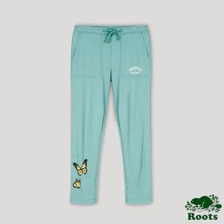 【Roots】Roots 女裝- 生生不息系列 蝴蝶元素休閒長褲(礦藍)