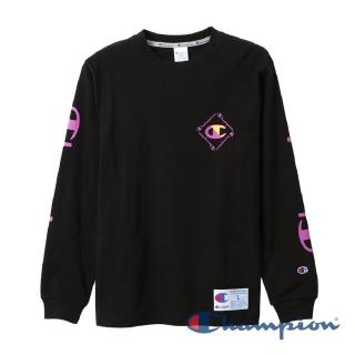 【Champion】AS印花LOGO長TEE-黑色