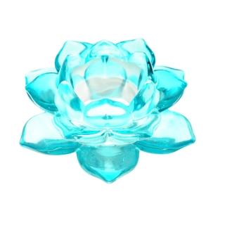 【十方佛教文物】青琉璃蓮燈座 12.5公分(智慧 貴人相助)