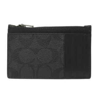 【COACH】C LOGO男款男款信用卡夾名片夾零錢包(黑灰)