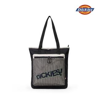 【Dickies】男女款黑色拼接材質前置拉鍊網袋托特包｜DK010486BLK