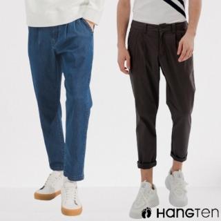 【Hang Ten】男裝-鬆緊腰錐形打褶九分丹寧褲休閒褲(多款選)