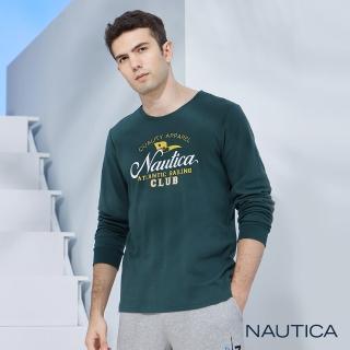 【NAUTICA】男裝 經典品牌LOGO長袖T恤(綠色)