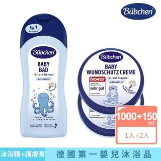 【Bubchen 貝臣】柔舒沐浴精1000ml+萬用護膚膏150ml兩入