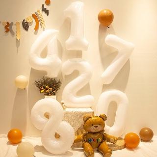 韓系ins風白色40吋大數字氣球1個-數字任選(生日氣球 派對 求婚 鋁膜氣球 紀念日)