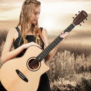 【美佳音樂】TOM 41吋雲杉面單缺角吉他．豪華套餐十二件組(民謠吉他)