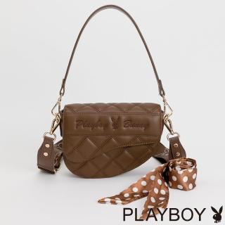 【PLAYBOY】馬鞍包附長短背帶 Joy系列(咖啡色)