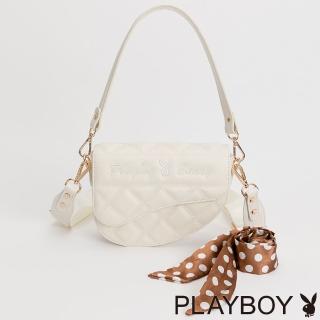 【PLAYBOY】馬鞍包附長短背帶 Joy系列(米白色)