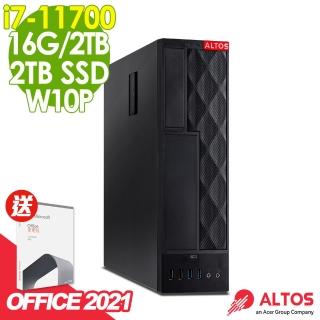 【Acer 宏碁】Altos P10F7 SFF 薄形工作站 i7-11700/16G/2TSSD+2TB/Office2021家用版/W10P(11代i7 八核心)