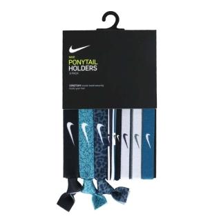 【NIKE 耐吉】混搭式髮圈-9條入-髮帶 髮飾 慢跑 路跑 有氧 瑜珈 藍綠灰黑白(N0003537450OS)