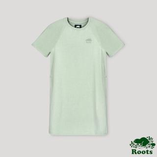 【Roots】Roots 女裝- 經典海狸LOGO短袖洋裝(灰綠)