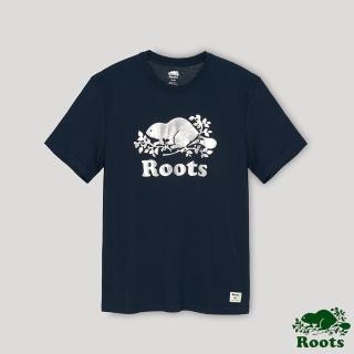 【Roots】Roots 男裝- 激光海狸LOGO短袖T恤(藍色)