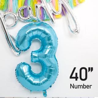 【野思】40吋超大數字氣球 天藍 玫紅 二色(氣球 生日氣球)