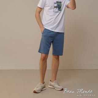 【GIORDANO 佐丹奴】男裝涼感抗菌抽繩短褲(21 幽藍)