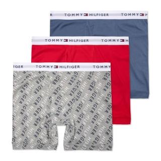 【Tommy Hilfiger】TOMMY 經典長版文字貼身四角內褲三件組-混色(平輸品)