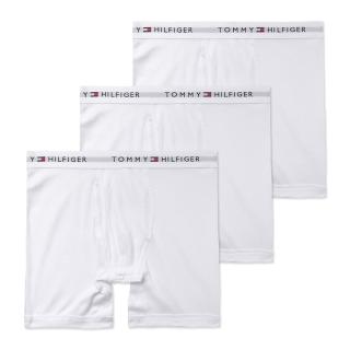 【Tommy Hilfiger】TOMMY 經典長版文字貼身四角內褲三件組-白色(平輸品)