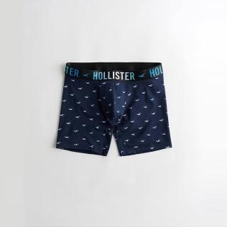 【HOLLISTER Co】Hollister 經典刺繡滿版小海鷗文字貼身平口內褲-深藍色(平輸品)