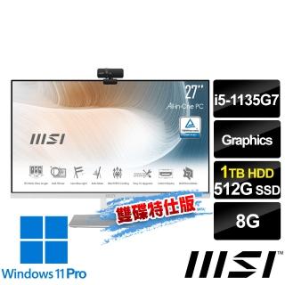 【MSI 微星】Modern AM271P 11M-608TW 27吋 液晶電腦(i5-1135G7/8G/512G+1T/Win11Pro/白-雙碟特仕版)