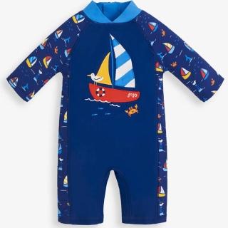 【JoJo Maman BeBe】嬰幼兒/兒童連身式防曬泳裝_海中風帆(JJH3038)