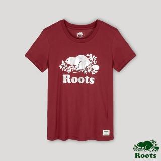 【Roots】Roots 女裝- 激光海狸LOGO短袖T恤(酒紅色)