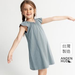 【Anden Hud】女童連身_夢境漫遊．小飛袖短袖睡衣(幽藍-雪點)